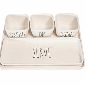 NEW Rae Dunn SERVING SET 5-piece STONEWARE